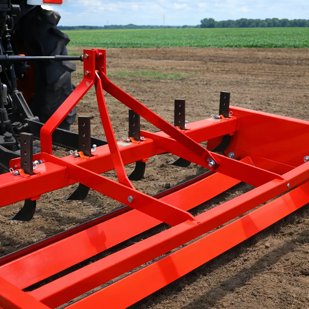 PTO shaft operating on a land leveller in a wet field