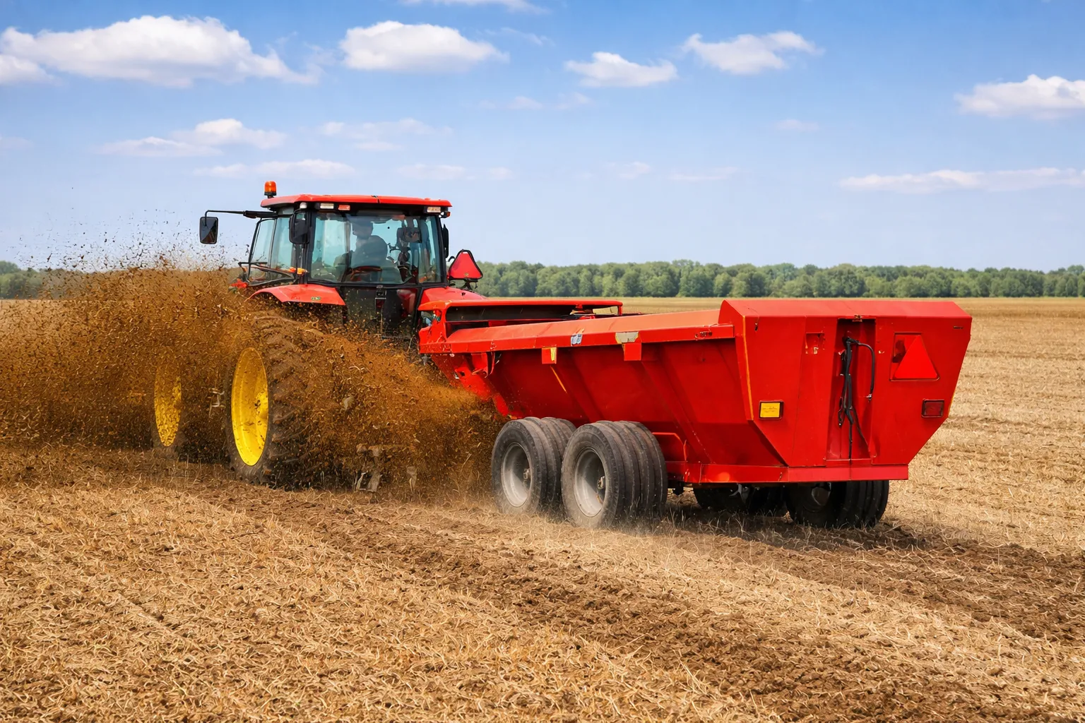 Fertilizer broadcaster operation in field