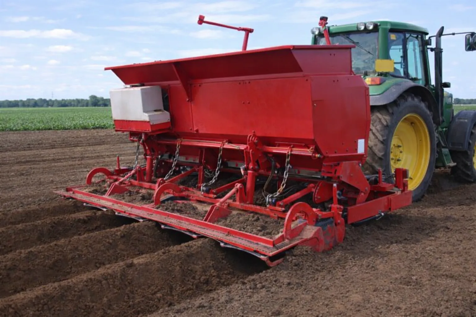 PTO shaft installed on agricultural planters in the field